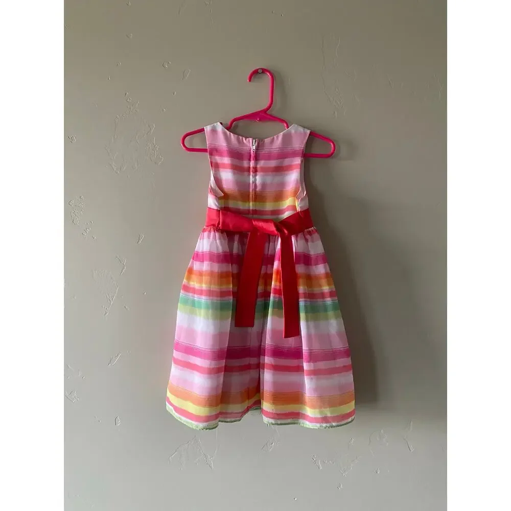 Jessica Ann Girls Multicolored Striped Spring/Summer Sleeveless Dress- Size 3t